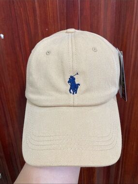 Polo Ralph Lauren Khaki Baseball Cap with Navy Pony Logo